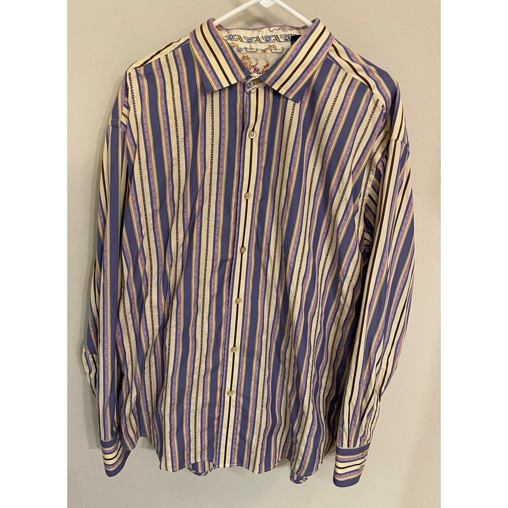 Robert Graham Purple Stripe Men’s Shirt, Size 3XL